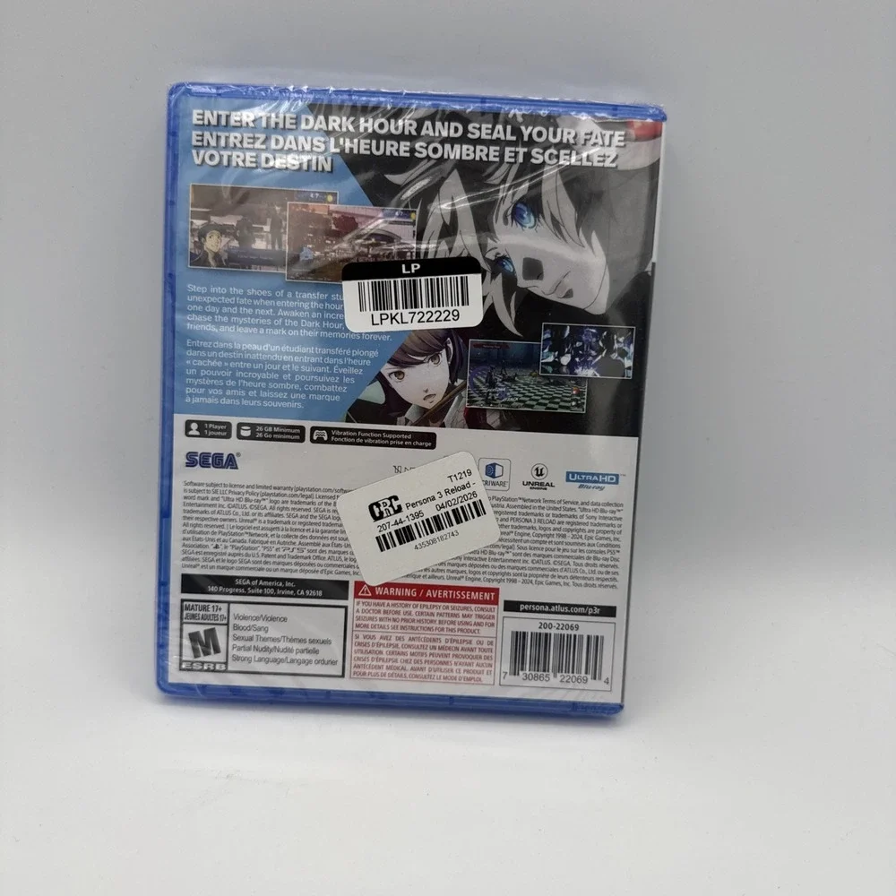 Persona 3 Reload SEGA Atlus Sony Playstation 5 PS5 Brand New Sealed!